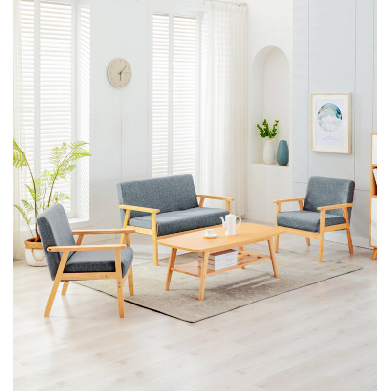 Table basse Izadora, Lin gris, Naturel