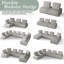 Ensemble 6 pièces de chaise modulaire en velours brun et coin-1199072659