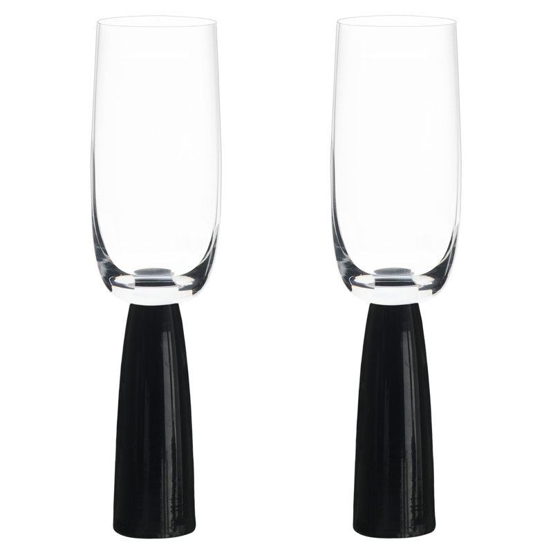 Peri Ensemble de verres à pied champagne, Noir, noir, noir, noir