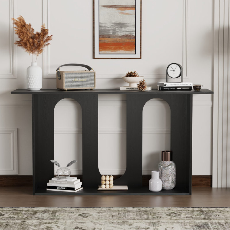 Soliloquy 60" Console Table With Bottom Shelf, Black