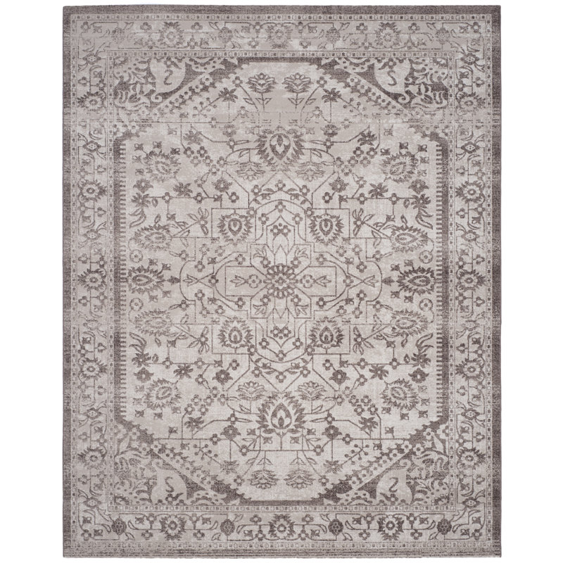 Artisan Beige and Brown Rectangular Synthetic Rug