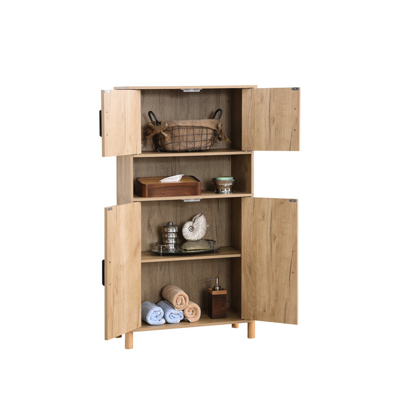 Armoire tissée Mid-Century à 4 portes avec tablettes réglables pour le rangement. Quatre catégories de conception, tablettes de rangement flexibles. Idéaux essentiels pour la salle à manger et le fouillis de salon. Structure
