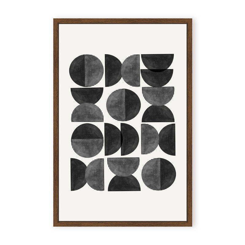 Abstract Mid Century, Geometric by  - Picture Frame Painting on Paper, 36" H x 24" W x 1.125" D, Black, Framed Matted Print