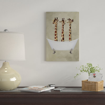 «Giraffes in Bathaign» par Coco de Paris - reproduction d'art sur toile tendue avec châssis