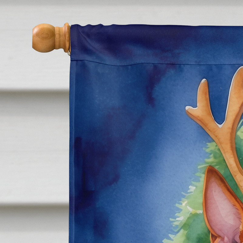 Drapeau de Noël maison de renne, Basenji