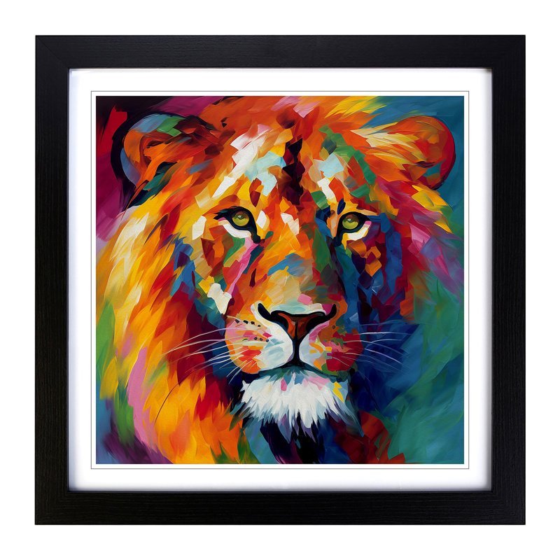 Lion Fauvism No.2 - Framed Print, Black