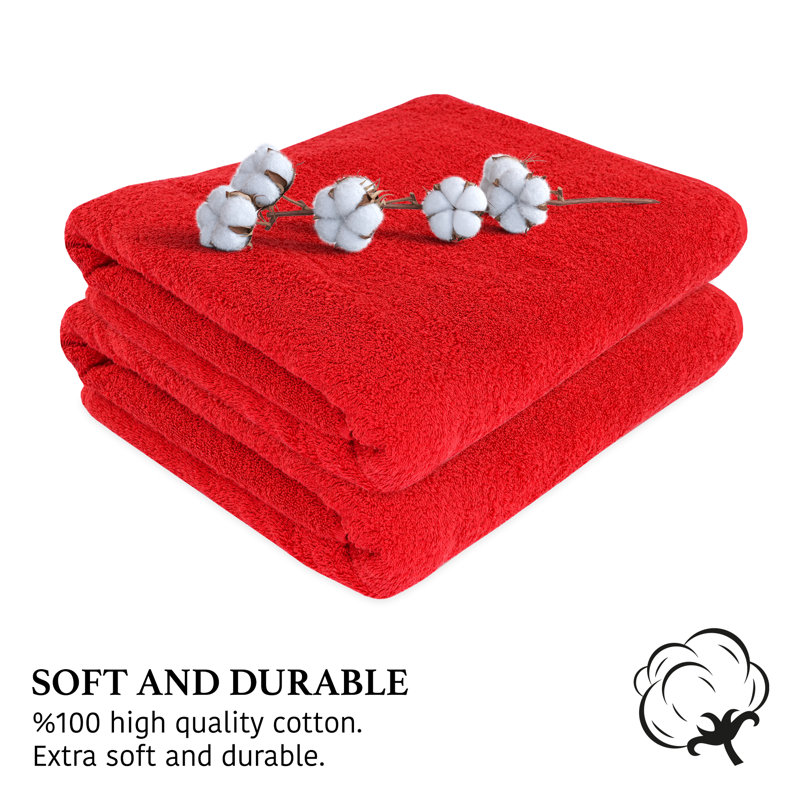 100% Cotton Midweight Bath Towel, Red