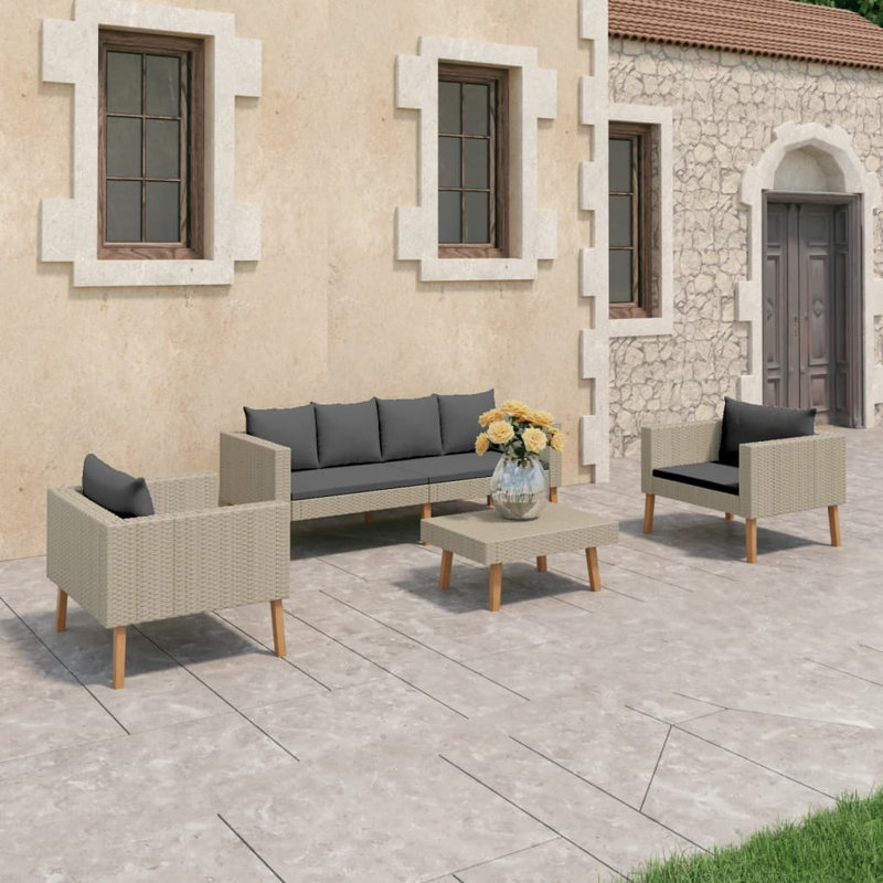Méridienne 4 pièces avec coussins Dayamin, Gris, Chêne