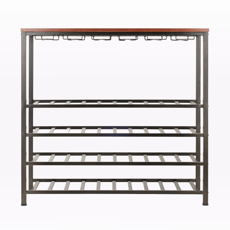 Akera 40 Bottle Floor Wine Bottle Rack in Antique Bronze/Teak Finish, 36.32'' H X 37.94'' W X 13.43'' D