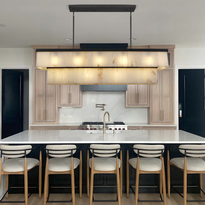 16 - Light 54" Dimmable Alabaster Chandelier Rectangular Kitchen Island Lights (Bulbs Included)