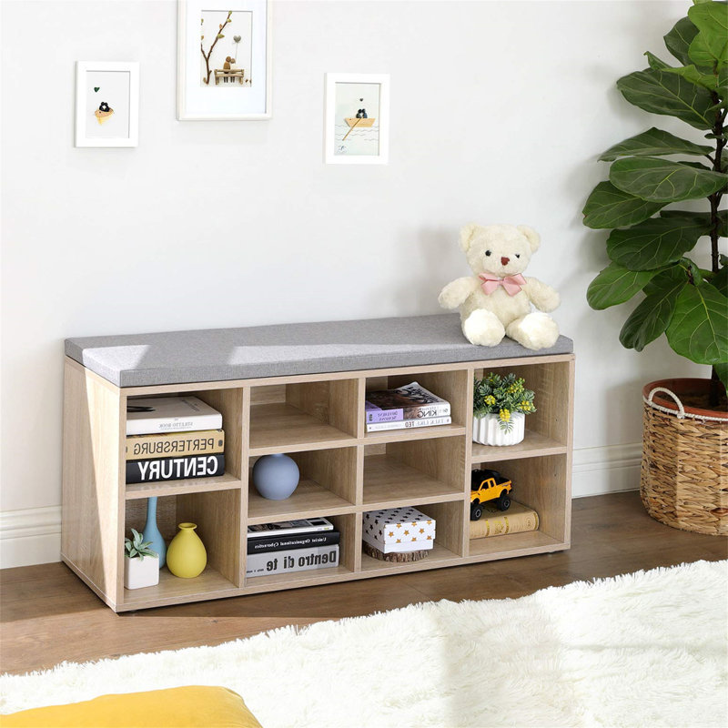 10 Pair Shoe Storage Bench, Oak