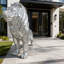 Statue de lion avec diamant en miroir Exterio-1133372476