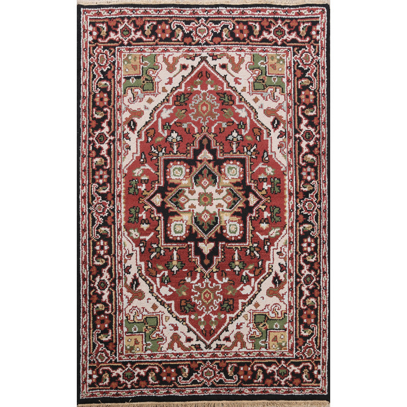 Tapis à motif oriental géométrique traditionnel 4 x 6