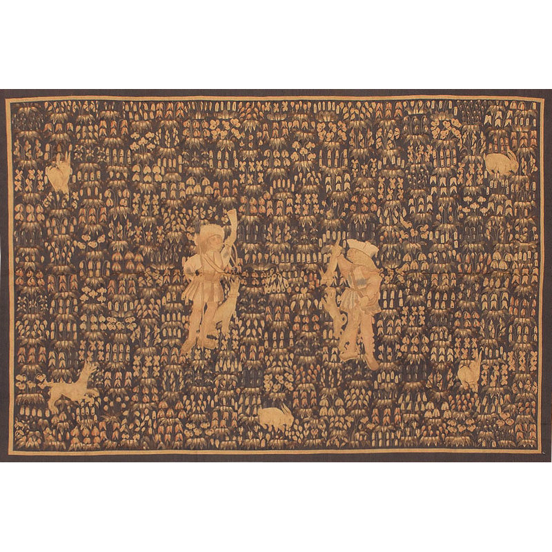 Tapis bleu et beige noué à la main de haute qualité