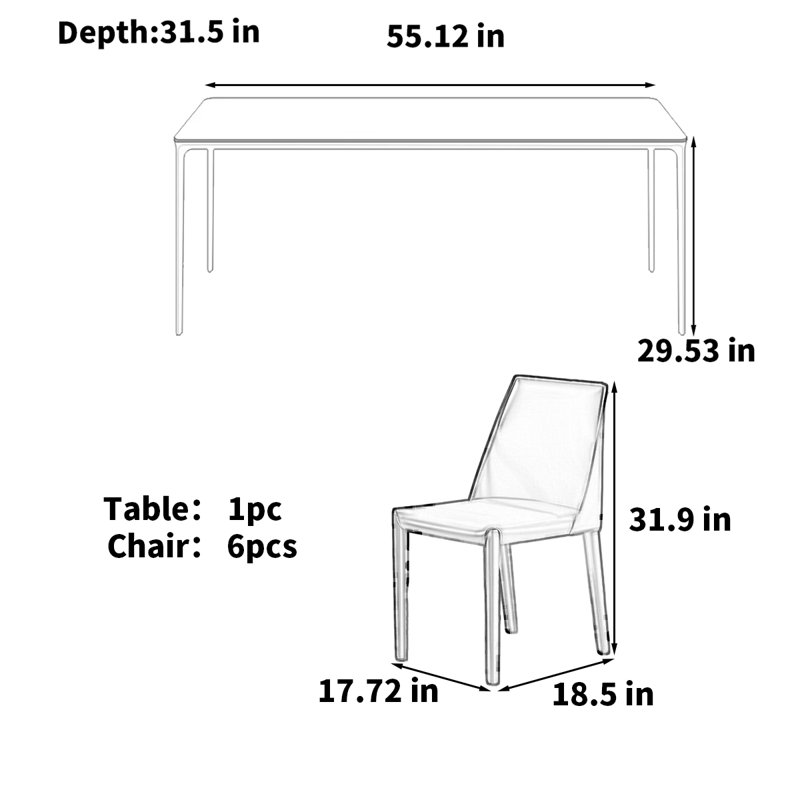 Table rectangulaire simple blanche moderne, H 29,53 po x L 55,12 po x l 31,5 po