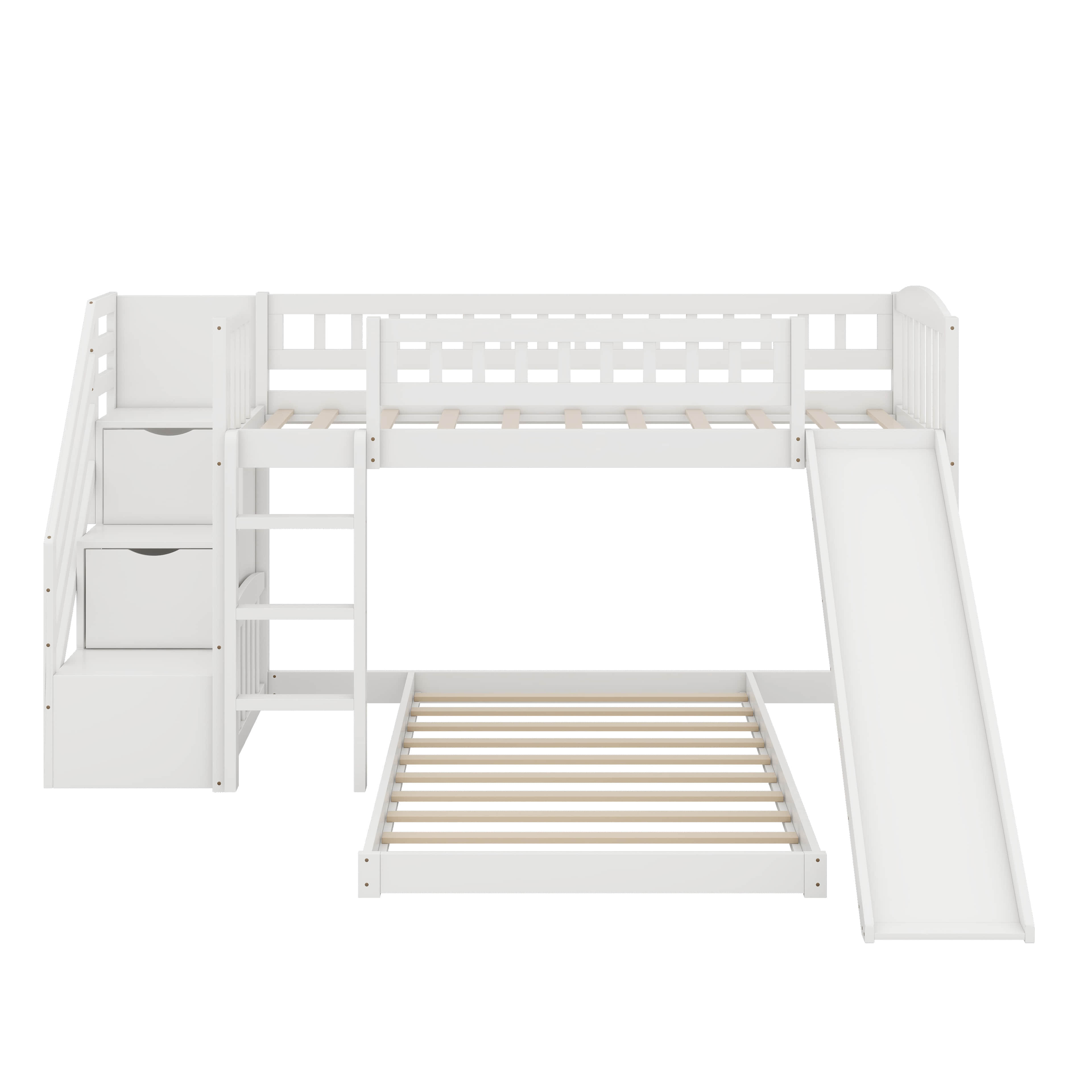 Latitude Run® Twin Over Twin Bunk Bed With Slide | Wayfair