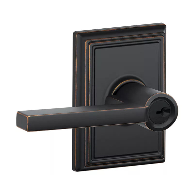Latitude Lever with Addison Trim Keyed Entry Lock, Yes, Aged Bronze, Keyed Alike