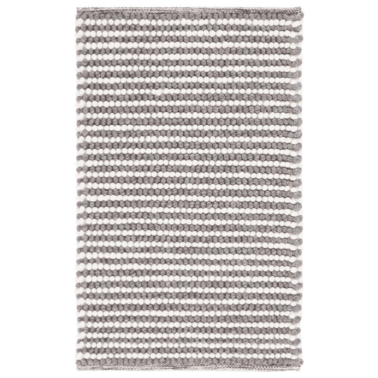 Cleodora Chevron Handmade Area Rug in Ivory/Dark Brown