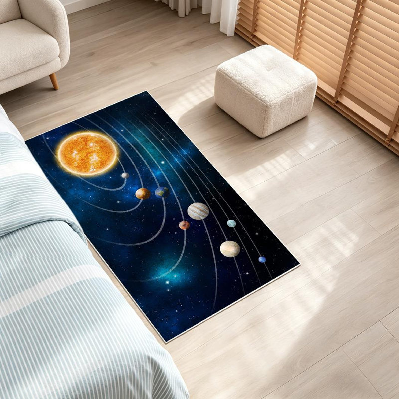 Tapis transparent lavable à la machine, système solaire, modèle Nasa, Rectangle 32 po x 47 po