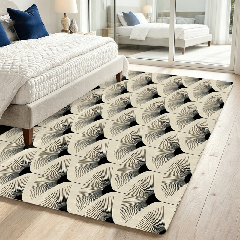 Geometric Pattern Area Rug, Non-Slip Backing Durable Floor Mat for Living Room, Bedroom, Hallway, Kitchen, Patio, Indoor Outdoor Decor, Home, Rugs