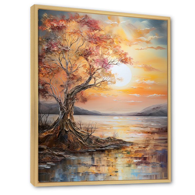 Sunrise Charm liquide Art III, H 32 po x l 24 po x P 1 po, Cadre naturel flottant