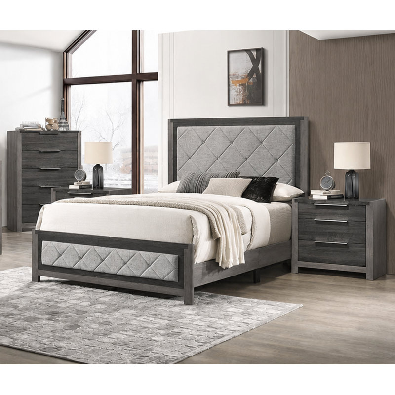 Ensemble de chambre à coucher 4 pièces Jehoram, Ensemble de quatre pièces : lit, commode, deux ta, Grand lit