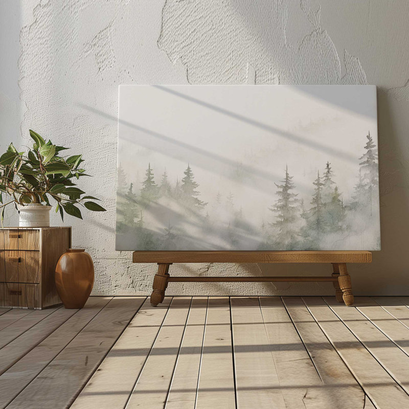 «Misty Forest Scene», reproduction sur toile, Toile tendue, H 20 po x l 30 po x P 1,25 po, 1