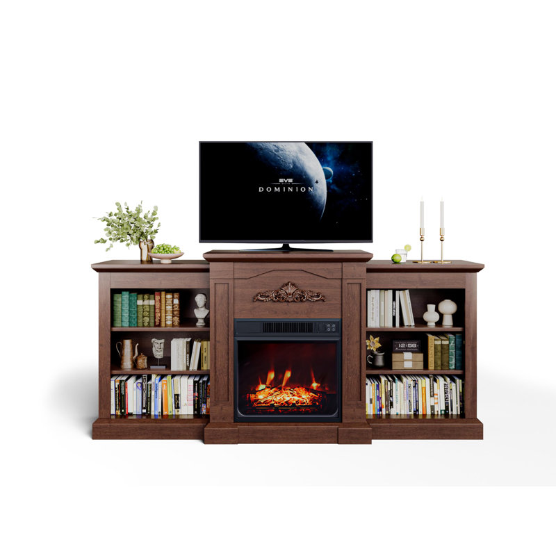 Electric Fireplace With Mantel,Fireplace Tv Stand For Tvs Up To 67 Inch With 23" Electric Fireplace Remote Control,3 Levels Of Brightness & Timer,Fire Place Tv Stands For Living Room, Black