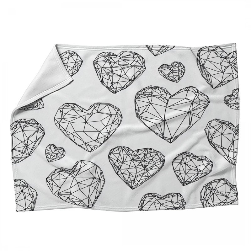 Jeté en molleton Hearts - Jetés abstraits pour canapés ou lits, L 60 po x l 50 po