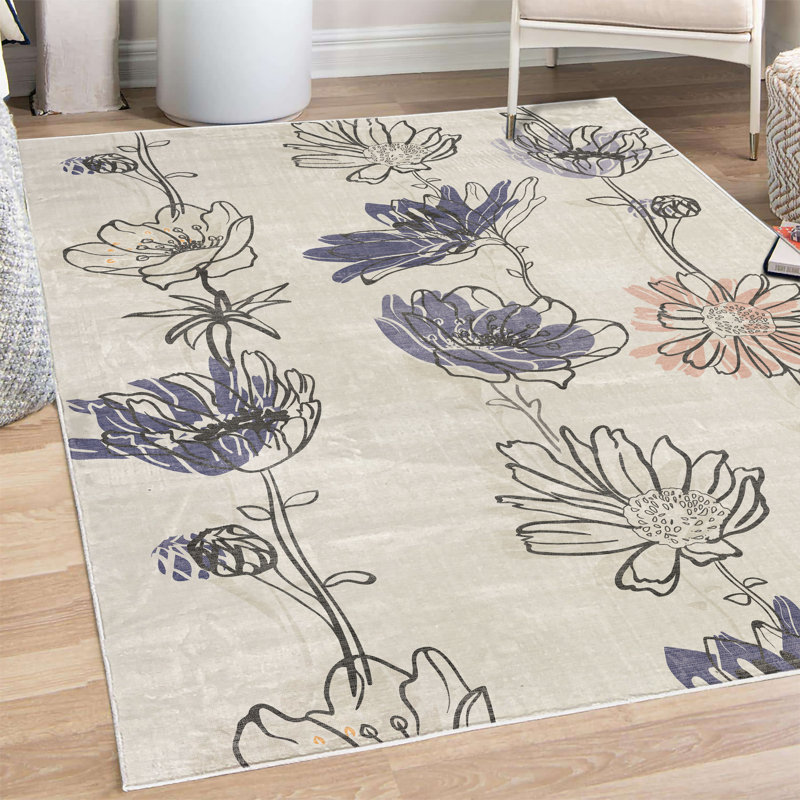 Tapis décoratif à longues fibres Kaushiki Spring, Rectangle 4 pi x 5 pi 7 po