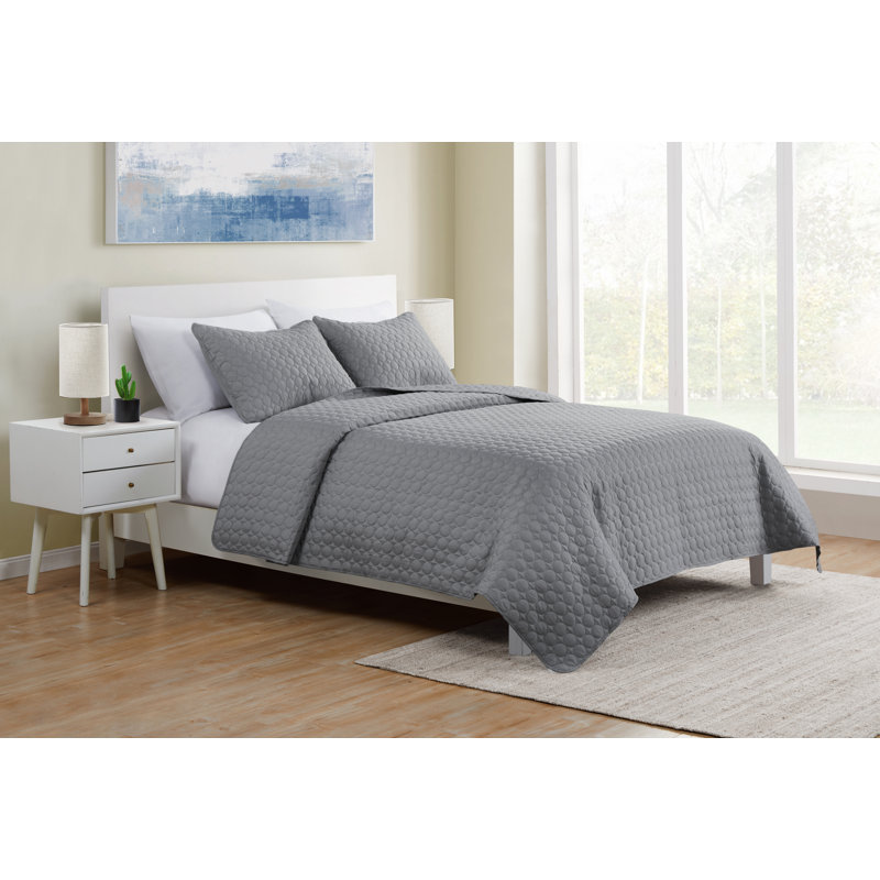 Darlenatta Polyester Waffle Quilt, King, Gray