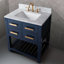 Meuble-lavabo de comptoir en marbre blanc Carrara de 30 po Doucette bleu Monarch avec robinet