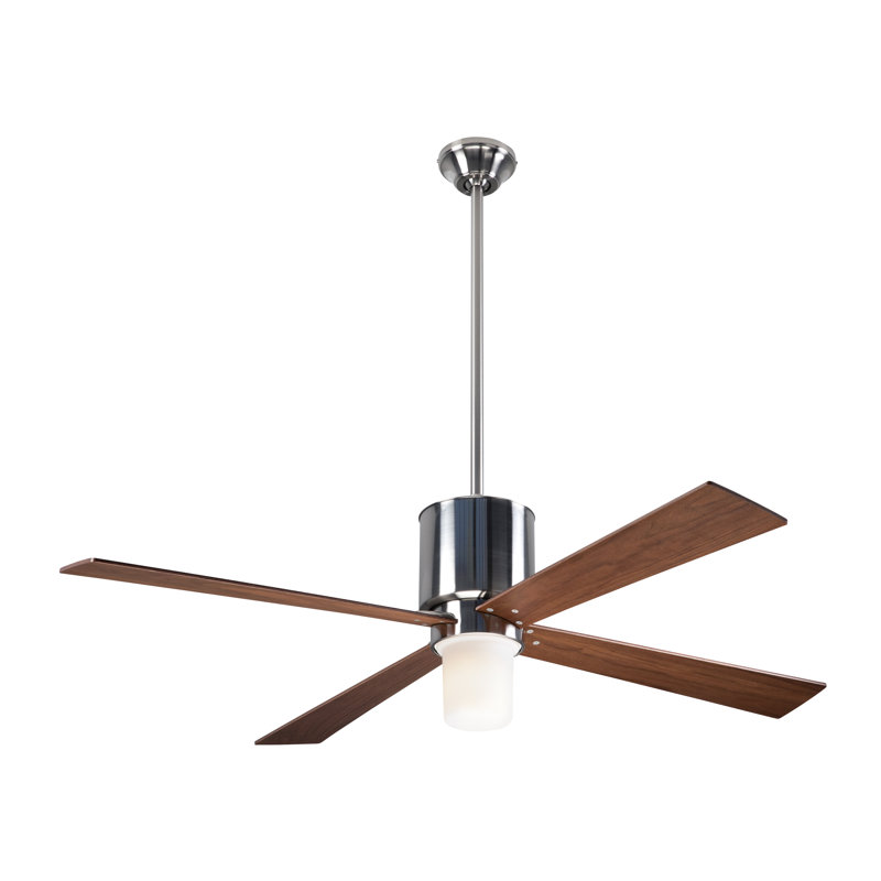 Lapa 50'' Ceiling Fan with Light Kit, Bright Nickel, Fan Speed and Light Control (3-wire), Mahogany