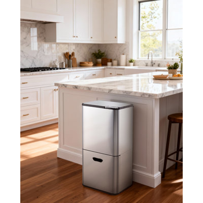 Poubelle double 16 gallons avec 2 compartiments (33l + 28l) et seau intérieur amovible Cuisine, salon