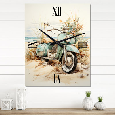 Moped On The Beach - Horloge murale moderne plage