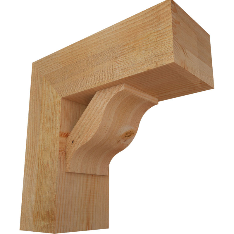 Funston Block Offset Brace Bracket, 20 x 20, 8"W Douglas Fir (Rough Sawn)