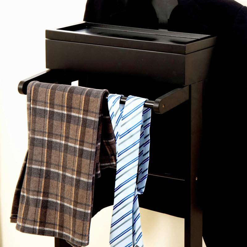 Portable Garment Rack,Clothes Valet Stand With Storage Organizer