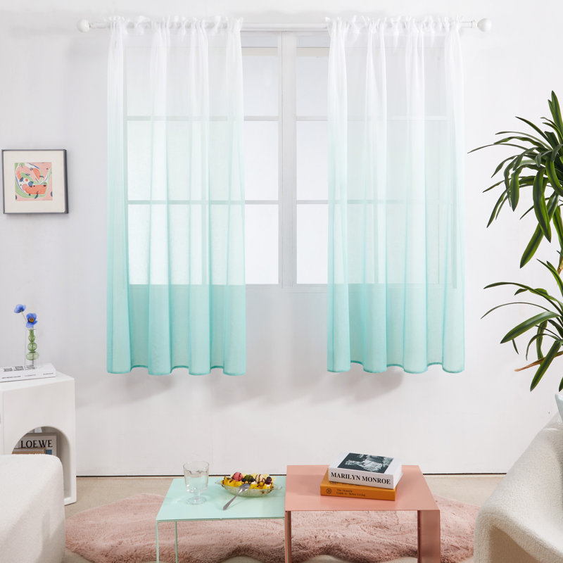 Zhejno Sheer Curtain Pair, 52" W x 63" L, Mint Green
