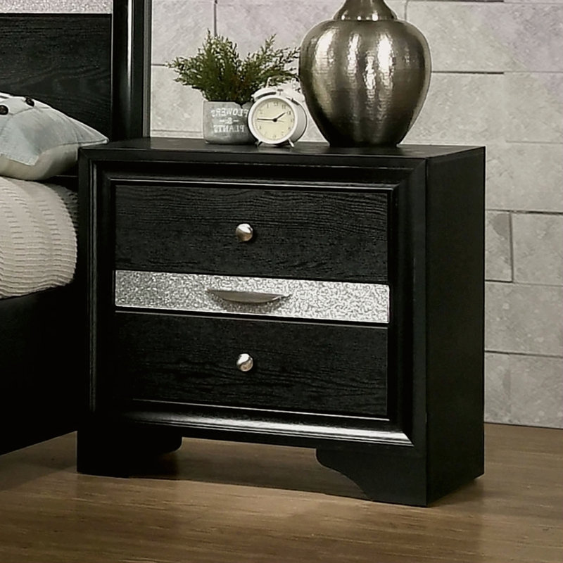 Table de chevet contemporaine 1Pc, Noir