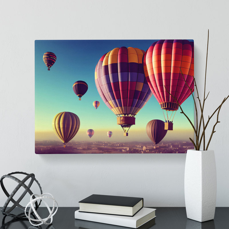 Hot Air Balloons In Flight - Wrapped Canvas Painting, 50cm H x 76cm W x 3cm D