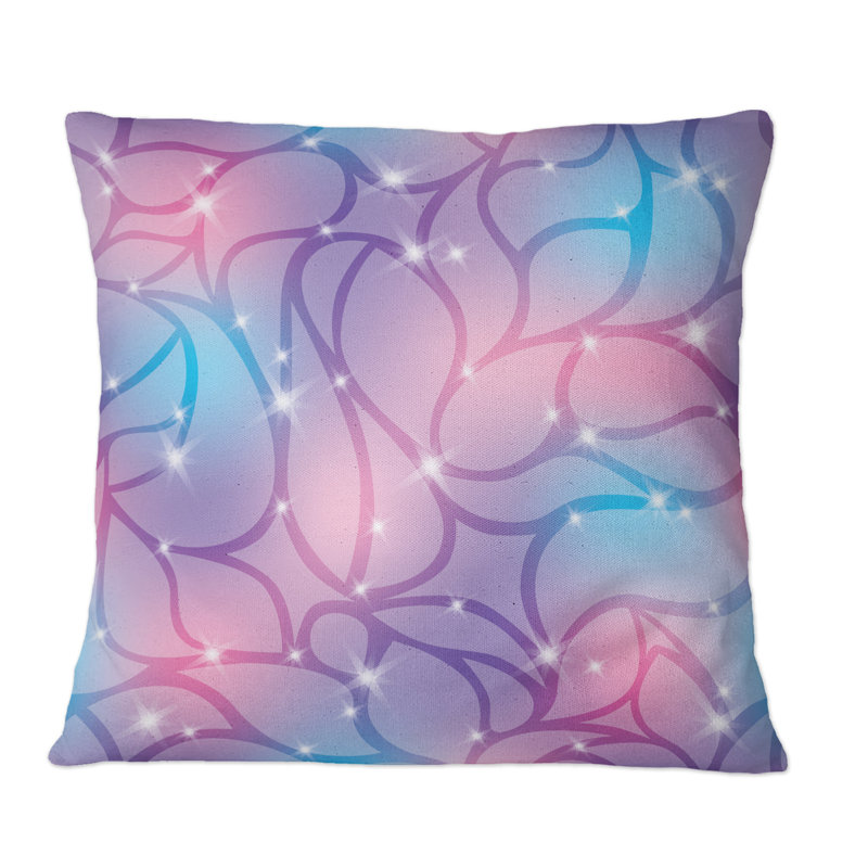 Violet et mauve abstrait avec des étincelles - Coussin décoratif imprimé moderne, 16 po x 16 po