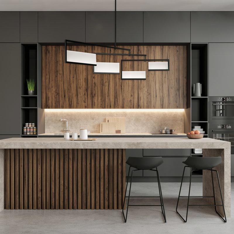 Black Acrylic 4-Light LED Kitchen Island Pendant