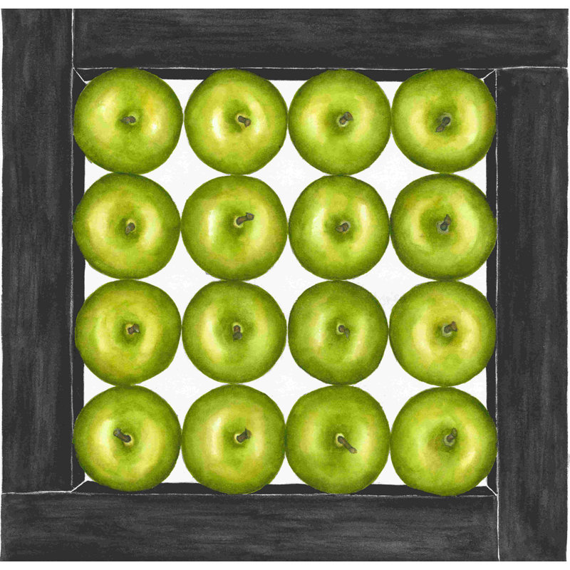 " Green Apples Cubed " by Jennifer Goldberger Painting Print, 30" H x 30" W