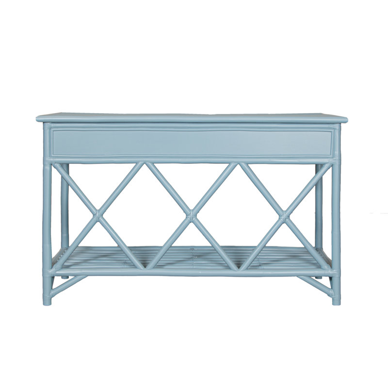 54'' Wide 3 Drawer Rattan Wood Sideboard, Pool Blue