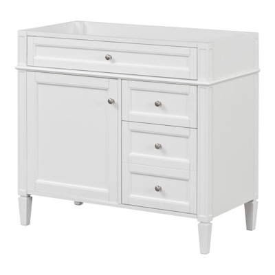" solid wood bathroom vanity cabinet: modern design with 2 drawers & tip-out drawer - basin sink not included