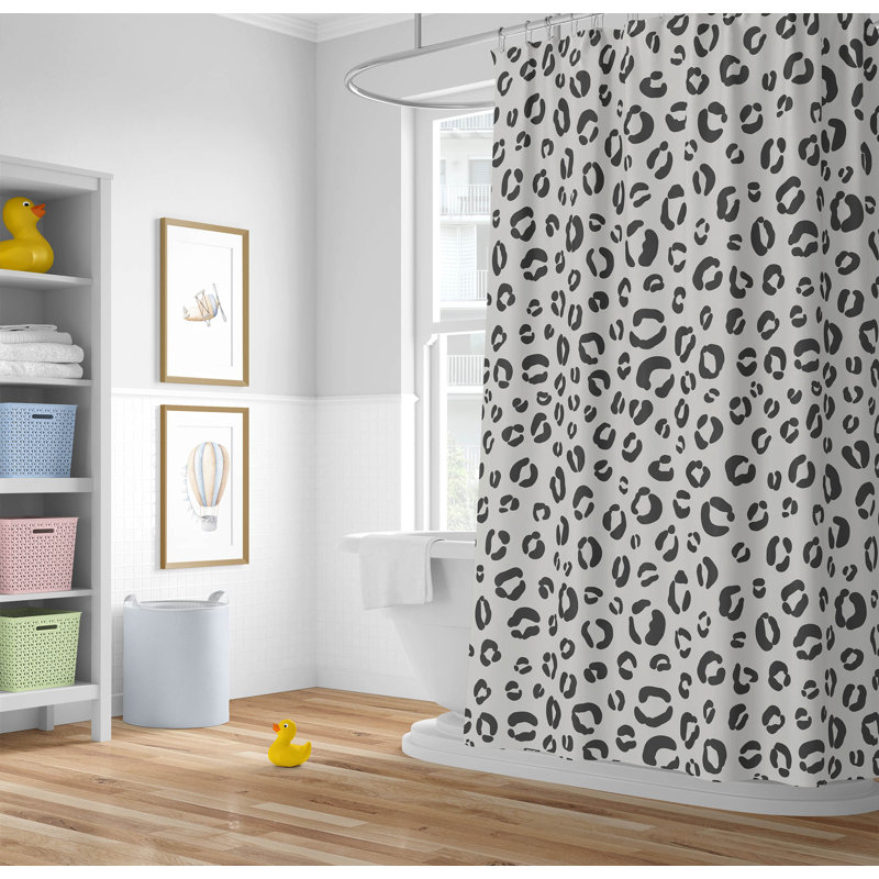 Leopard Play Ultra-Thin Lightweight Shower Curtain, Ivory/Charcoal