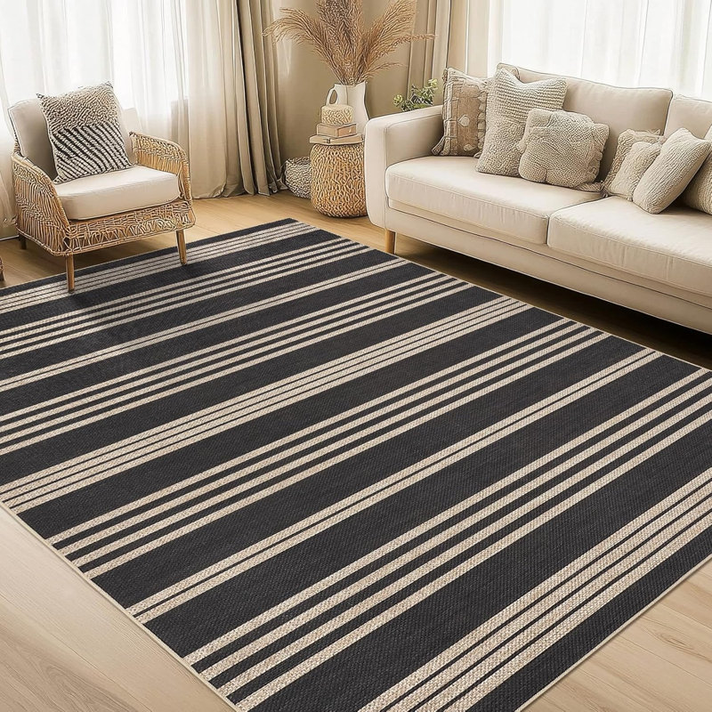 Jute Runner Rug – Washable, Non-Slip, Woven Carpet for Kitchen, Entryway, Bathroom, Laundry Room (Brown), Rectangle 5' x 7'