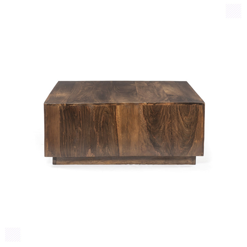 Solid Wood Block Coffee Table with Storage