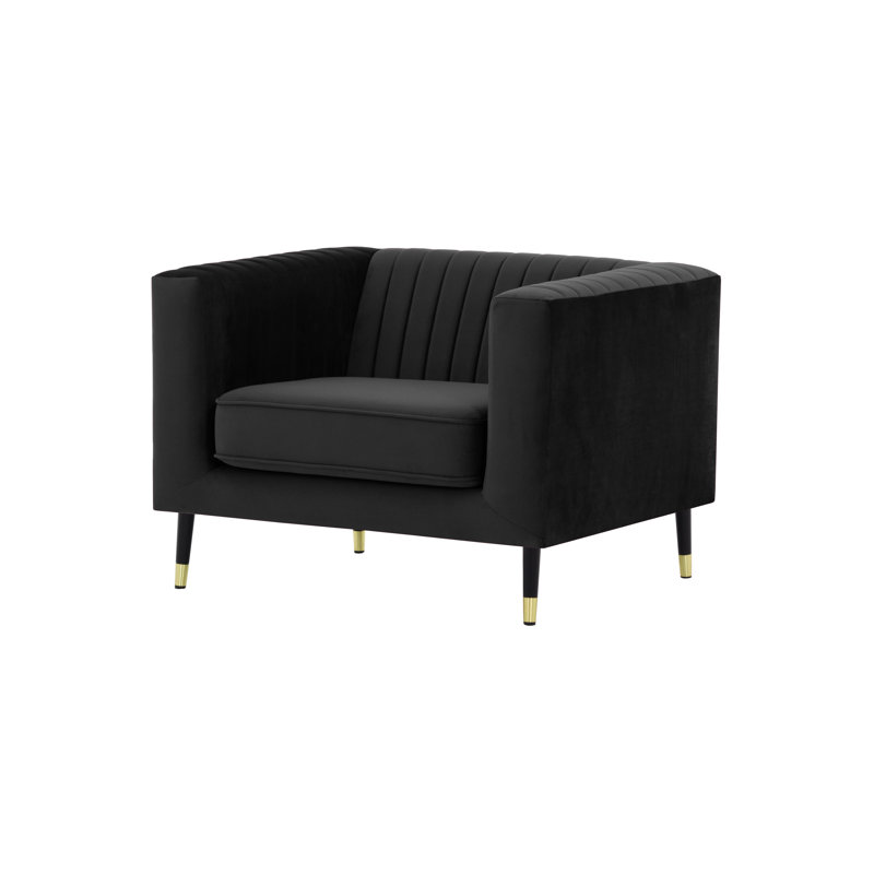 Clevenger Velvet Armchair, Black