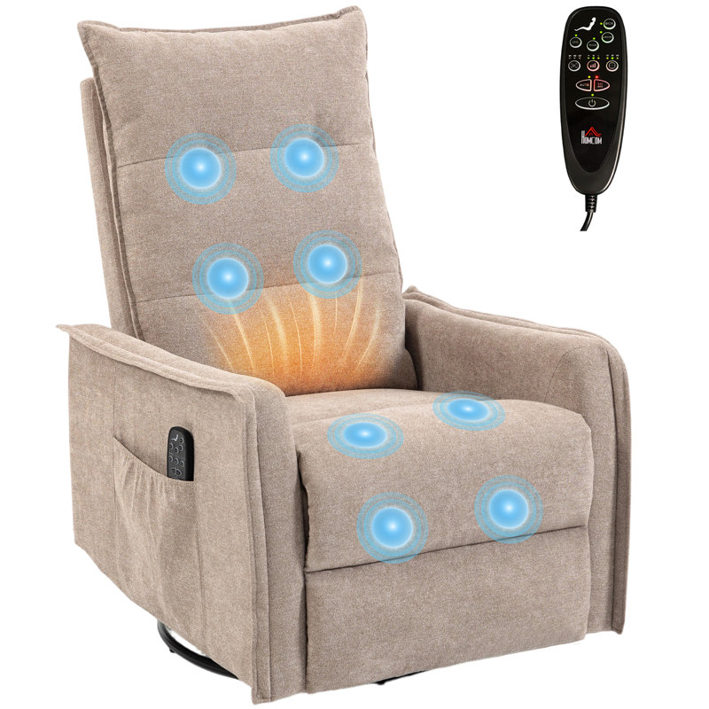 HOMCOM Massage Recliner Armchair Swivel Rocking Recliner Chair, Brown Chenille
